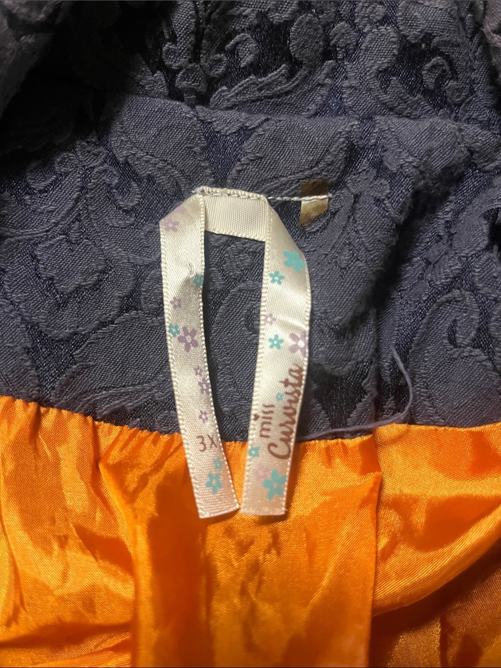 Miss Curvista Navy Blue/Mandarin Brocade Swing Jacket/Coat Paisley Boho Cottagec - Picture 8 of 10